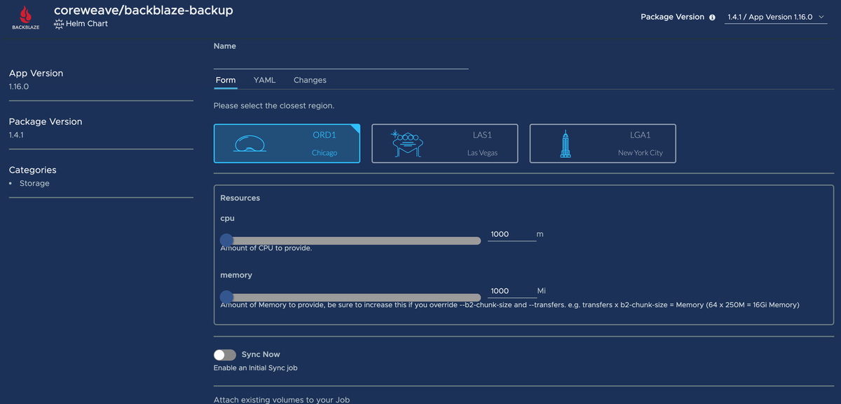 An application's deployment page